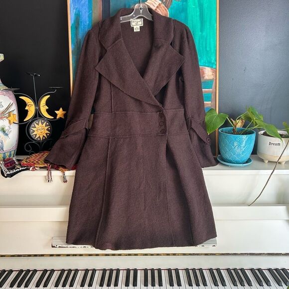 April Cornell 90s Chocolate Brown Long Sleeve Sweater Cardigan M Wool Vintage - Picture 14 of 16